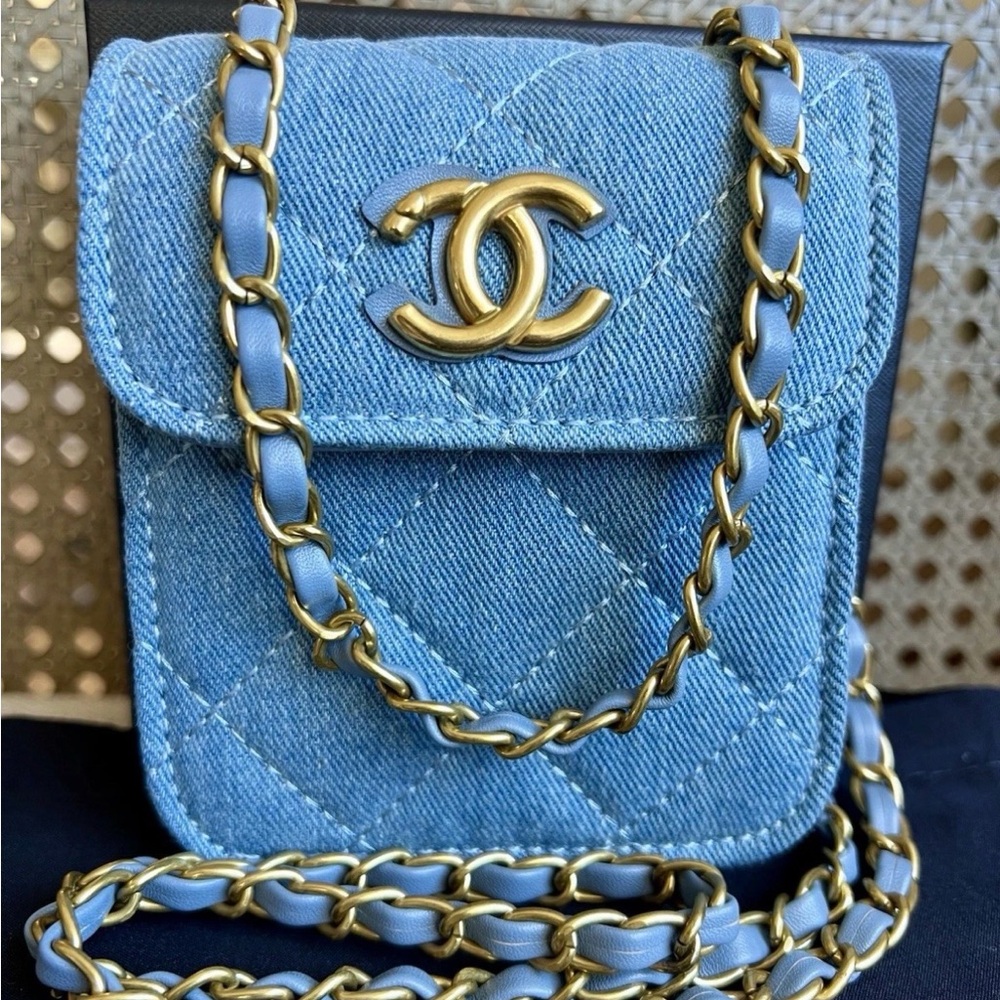 GWP VIP Blue CC Quilted Denim Crossbody Bag